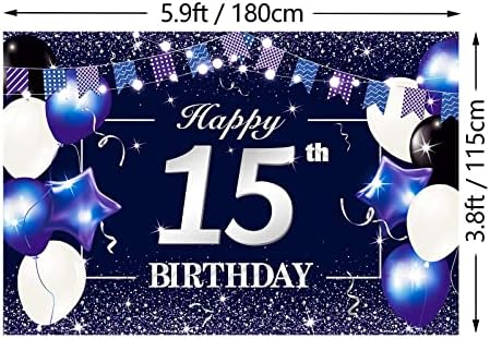 קולין שמח 15 יום הולדת באנר רקע סימן רקע 15 מסיבת יום הולדת קישוטי אספקת עבור בני נוער 6 * 4 רגל כחול לבן 15