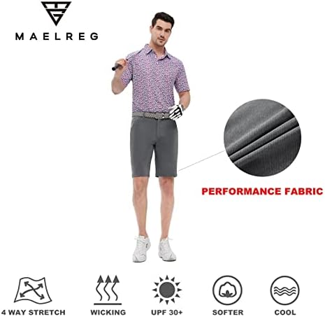 מכנסי גולף לגברים מזדמנים 10 '' חרוז מותניים מותניים קלים פסים קלים קדמיים מהיר מהיר היברידי מכנסיים קצרים לגברים