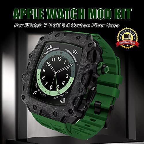 ערכת שינוי DIY של CNHKAU עבור Apple Watch 45 ממ 44 ממ סיבי פחמן מארז 3in1 כיסוי פגוש לסדרת Iwatch 8 7 6 5 4 SE רצועת סיליקון