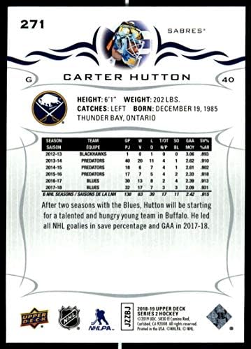 2018-19 הסיפון העליון 271 קרטר האטון באפלו סברס NHL כרטיס מסחר בהוקי