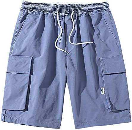 מכנסיים קצרים של גברים קצרים של מטען קיץ קצרים רופפים מכנסיים קצרים של שרוך רב-כיס מזדמנים