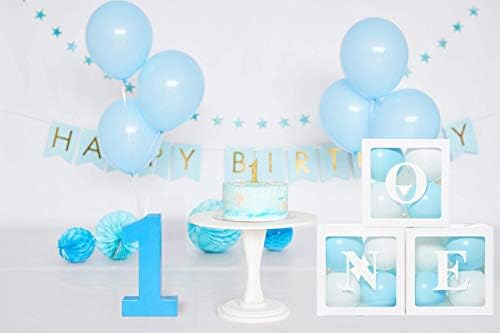 קופסאות בלונים ליום הולדת ראשון עם 24 בלונים + סט לרסק עוגת יום הולדת 1 לחבילה של תינוק על ידי מסיבה…