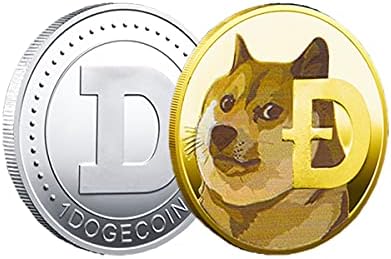 2 pcs Dogecoin 2021 אוסף מגמות, זהב וכסף Dogecoin זיכרון עם כיסוי מגן, קנאי ביטקוין, המתנה הטובה ביותר ליום האב, קישוט רצפה עשיר בשרף