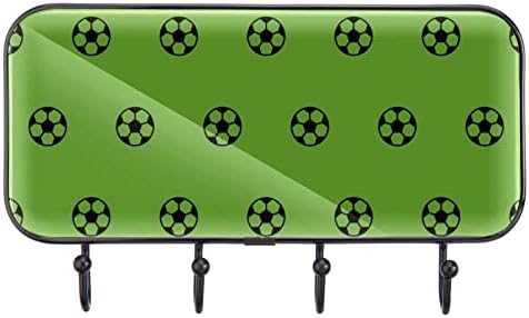 דפוס כדורגל ספורט כדורגל דפוס קיר מעיל הדפס ירוק קיר קיר, מתלה מעיל כניסה עם 4 חיבור לעיל מעיל גלימות מארנק חדר אמבטיה כניסה לסלון