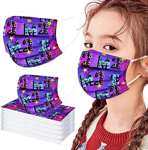 ג ' מטרי 50 מחשב מסכת פנים חד פעמית לילדים, כיסוי פנים מסכות הדפסה חמוד לנשימה מסכה נוחה עבור ילד בנים בנות