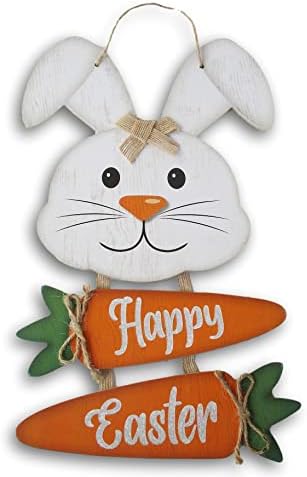 ארנב פסחא מקסים עם גזר שלט '' פסחא שמח '' יוטה מבטא נצנצים תלייה - 13.5 x 8.5 אינץ '