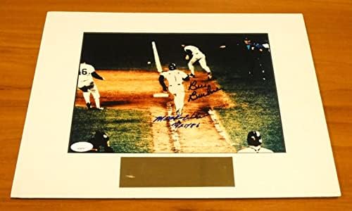 Mookie Wilson Bill Buckner חתם 1986 NY Mets 8x10 צילום Matted עם JSA COA - תמונות MLB עם חתימה