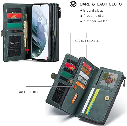 סימיקו סמסונג ס22 בתוספת ארנק נתיק רוכסן נרתיק עור 10 מחזיק כרטיס אשראי קליפ מזומנים רצועת יד מגנטית ארנק כיס הפוך סמסונג ס22 בתוספת כיסוי
