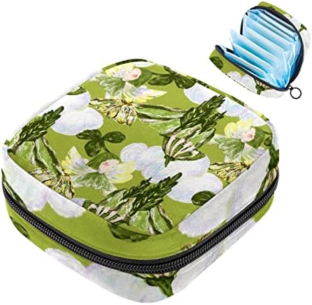 תיק אחסון מפיות סניטרי ירוק, שקית כרית הווסת ספינות תחתונים מחזיק טמפון מארגן מוצר נשי עם רוכסן לנשים נערות נשים נשים