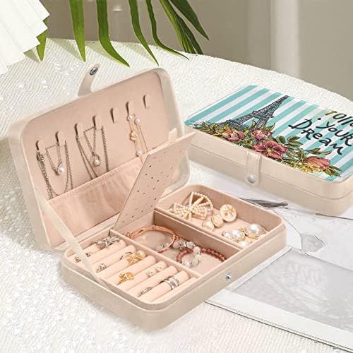 מגדל אייפל פרחי קופסת תכשיטים קטנה מארגן תכשיטי עור PU נסיעות תיבת תכשיטים מיני לנשים
