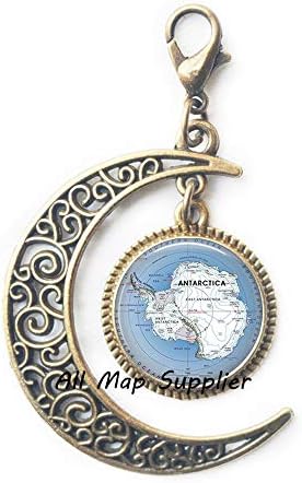 AllMapsupplier אופנה רוכסן רוכסן ירח, אבזם לובסטר מפה אנטארקטי, תכשיטי מפת אנטארקטיקה, מפת הקוטב הדרומי, מפה אנטארקטיקה משיכת רוכסן ירח,