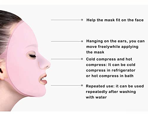 אנגז ' ילי 2 מארז סיליקון לחות מסכת גיליון מסכה, לשימוש חוזר פנים מסכת כיסוי עם וו,גיליון מסכת כיסוי עבור להאט את אידוי של מסכת מהות,פנים