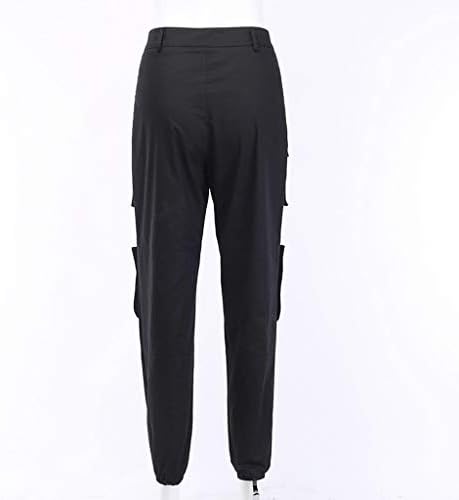 סגנון שחור רחוב כיסים מוצקים Daliy מכנסיים מזדמנים נשים מכנסיים מכנסיים מכנסיים עפרון מכנסי טרנינג מכנסי טרנינג נשים