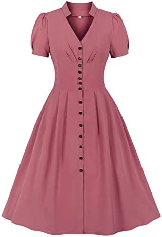 שמלת מסיבת קוקטיילים לנשים שמלת שרוול קצר 1950 רטרו שמלת נדנדה