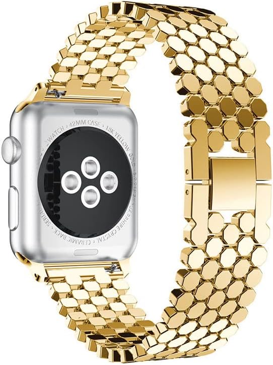 רצועת הדבש היפה שלי תואמת ל- Apple Watch 38/40/41 ממ או 42/44/45/49 ממ, זהב מתכת נירוסטה לנשים