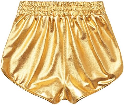 מכנסיים קצרים מטאליים של בנות מטאליות מכנסיים חמים מבריקים נוצצים זהב/תלבושת כסף/ורוד