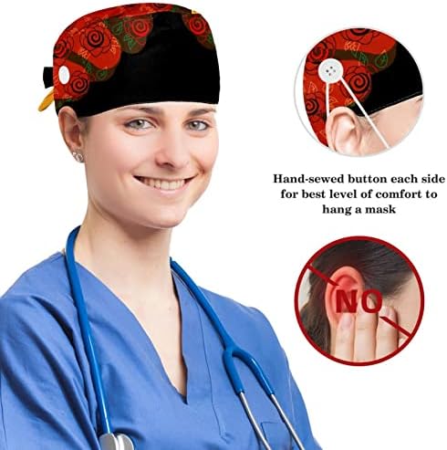 כובעים רפואיים מתכווננים כובע עבודה עם כפתורים ושיער קשת פאגים מצמצמים סגנון אמנות כלב