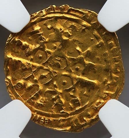 למשל 1035-1094 AD FATIMID CALIPHATE תחת AL-MUSTANSIR BILLAH, מאומת מטבע זהב מימי הביניים של ימי הביניים 1/4 DINAR MS-63 NGC