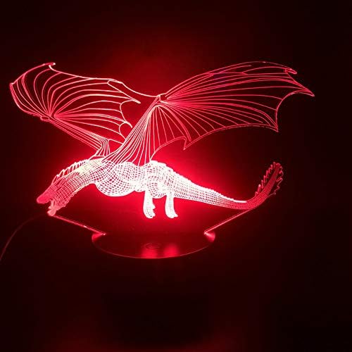 ג ' ינוול 3 דרקון דינוזאור לילה אור מנורת אשליה הוביל 7 צבע שינוי מגע מתג שולחן שולחן קישוט מנורות מתנה עם אקריליק שטוח שרירי הבטן בסיס