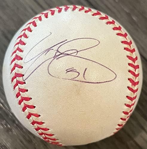 רנדי ג'ונסון אקספוז JSA חתום בייסבול אלן באד זליג MLB שלט טירון טירון שלט - כדורי בייסבול חתימה