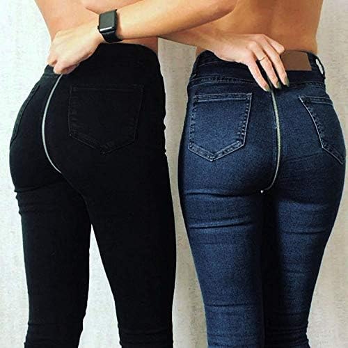 מכנסי מכנסי ג'ינס רזים של Lariau לנשים נמתחים עיפרון רוכסן במותניים גבוה