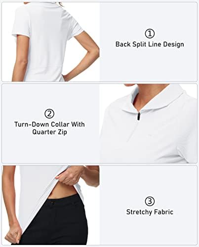 MOFIZ's UPF 50+ שרוול קצר גולף טניס חולצת פולו רוכסן קירור חולצת באולינג מהירה אימון יבש