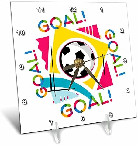 3 רוז כדורגל כדורגל כדור, צבעוני טקסט המטרה, המטרה, המטרה, המטרה מצחיק... - שעוני שולחן