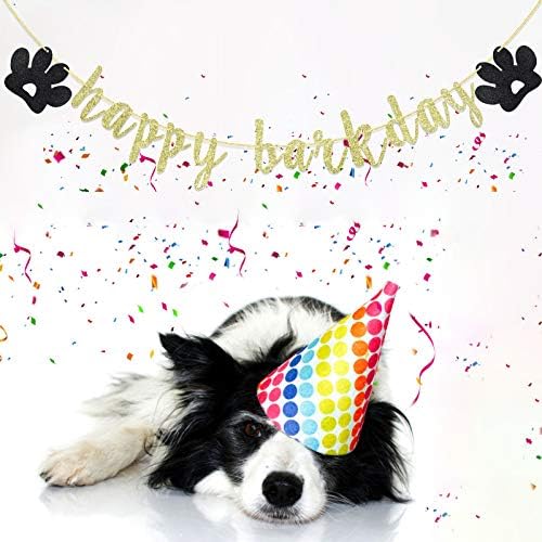 באנר שמח ברקדיי לכלבים, יום הולדת שמח יום הולדת יום הולדת, גורי נושא מפלגת יום הולדת לקישוטים לקישוטים, ציוד למסיבות כלבים, שלט הדפסת