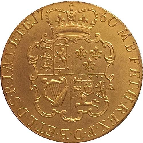 24 - K מצופה זהב 1760 בריטניה 1 גינאה - ג'ורג 'II מטבעות העתק העתק מתנה עבורו