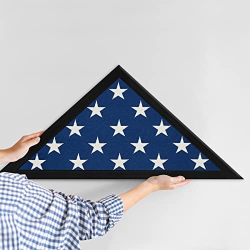 אמריקאי שטוח קטן דגל מקרה מסגרת-שחור עטוף עץ-מתאים קטן גודל 3 * 5 מקופל דגל-זיכרון דגל מסגרת תצוגת מקרה עבור שולחן או קיר תצוגה עם תליית