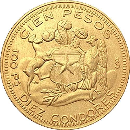 1950 מטבעות צ'ילה 31 ממ זהב נחושת זהב משופע מטבע עתיק מלאכה אוסף אוסף אוסף זיכרון מטבע זיכרון