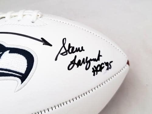 סטיב לרגנט וג'ים זורן חתימה את סיאטל סיהוקס לוגו לבן כדורגל MCS HOLO 83912 - כדורגל חתימה