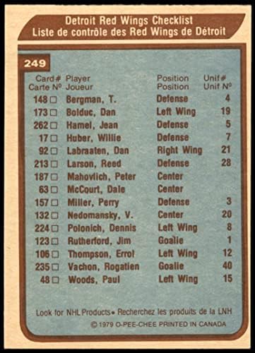 1979 O-PEE-CHEE -249 רשימת צוותים אדומים בכנפיים אדומות כנפיים אדומות כנפיים אדומות