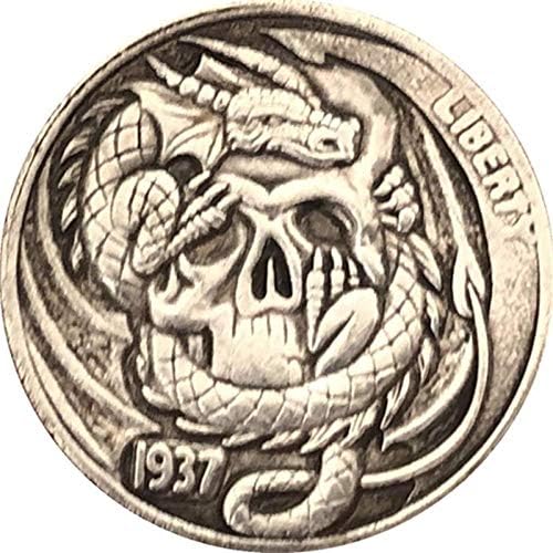 1937 גולגולת גולגולת מטבעות מזכרות מטבעות אוספים תלת מימדי זיכרון MORGAN HOBO COIN COIN עותק בית עיצוב ראש השנה מתנות