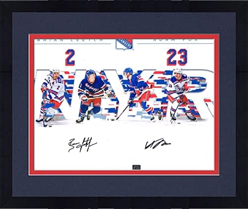מסגר בריאן ליטש ואדם פוקס ניו יורק ריינג'רס חתימה בתצלום כפול של 16 x 20 - תמונות NHL עם חתימה