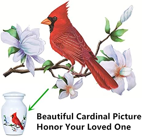 אדום קרדינל ציפור קטן מזכרת כד עבור אדם אפר או לחיות מחמד אפר-אלומיניום מיני שריפת גופות כד עבור אפר - לבן זיכרון אפר מחזיק-כמות 1-עם