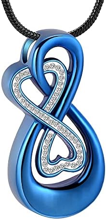 Dotuiarg צבע כחול נירוסטה אהבת שרשרת אשפת שרשרת לאפר תליון תכשיטים תכשיטים עם ערכת מילוי
