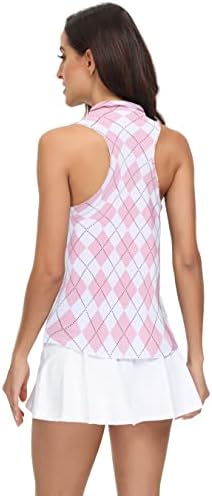 טרנדימקס נשים 2 חבילות חולצות גולף ללא שרוולים UPF 50+ חולצת פולו מודפסת גופיות אימון אתלטיות לנשים