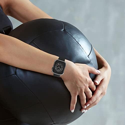כיסוי Kwmobile הניתן לתאריך עם Apple Watch 8 7 6 5 4 SE 44/45 ממ -זכוכית עם מסגרת פלסטיק - שחור/שקוף