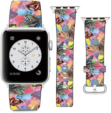 תואם לצמיד Apple Watch 42 ממ 44 ממ, רצועת החלפת פס עור PU עבור IWatch Series 5 4 3 2 1