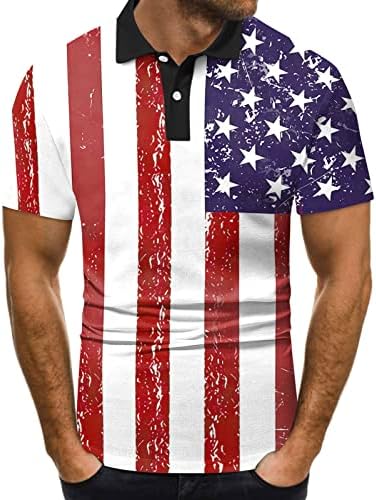 Xxbr 4 ביולי גברים חולצות פולו פטריוטיות שרוול קצר דגל אמריקאי הדפס גולף גולף חולצת טניס ספורט קיץ