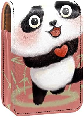 שפתון מקרה עם מראה חמוד נייד איפור תיק קוסמטי פאוץ, קריקטורה בעלי החיים פנדה יפה במבוק