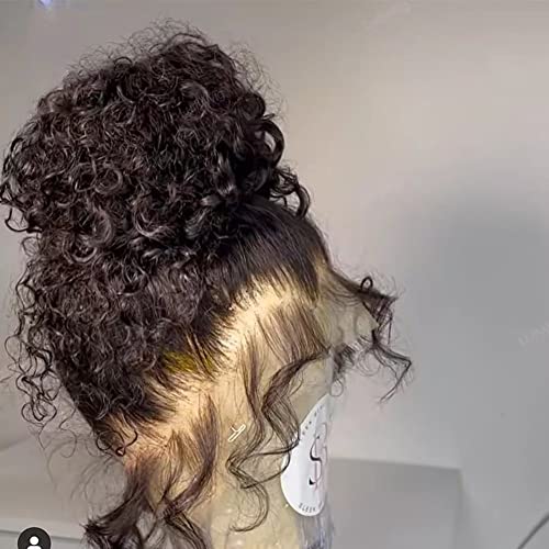 טבעי גל 360 בלתי נראה תחרה פרונטאלית שיער טבעי פאות עבור אישה שחורה רמי ברזילאי טבעי קו שיער רופף גל 360 שקוף תחרה ללא דבק פאות מראש קטף